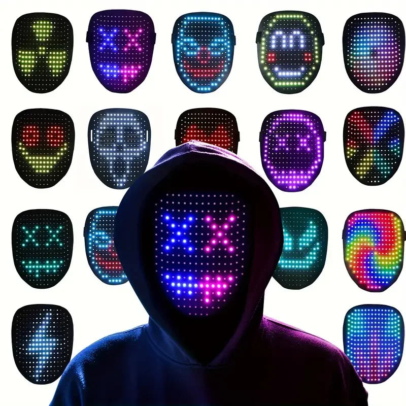 Masque LED à détection de gestes porté en soirée