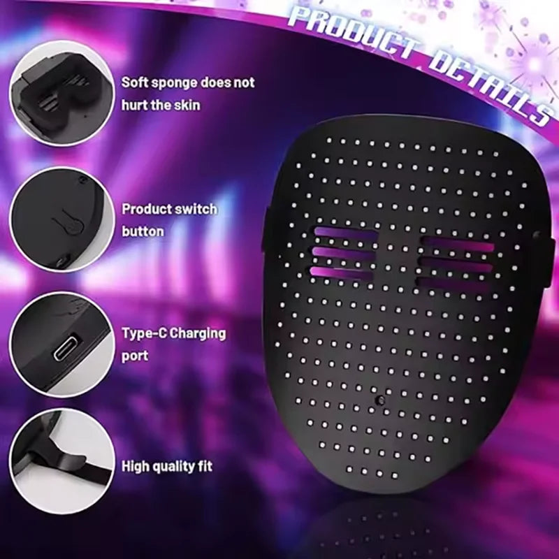 Masque LED à détection de gestes allumé