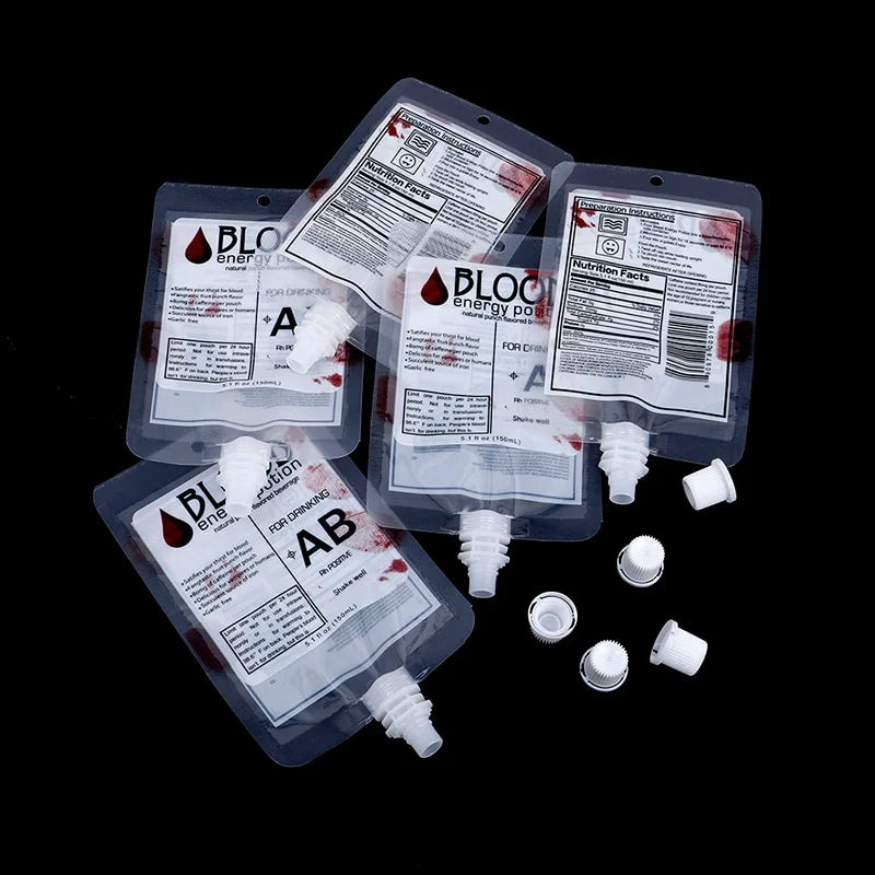 Lot de poches à boisson façon poche de sang