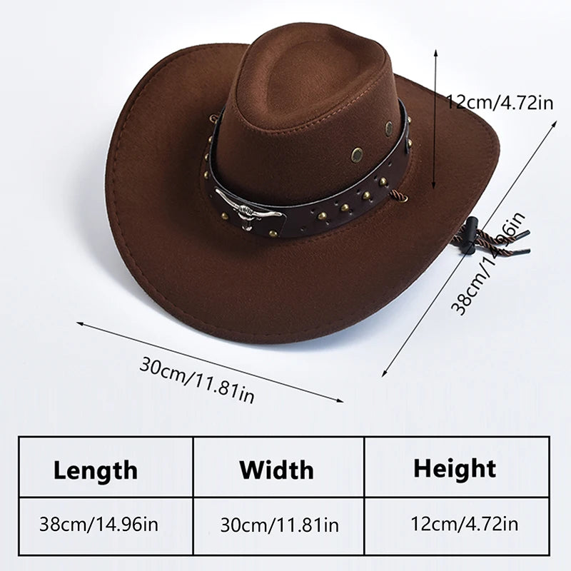 Dimensions du chapeau western