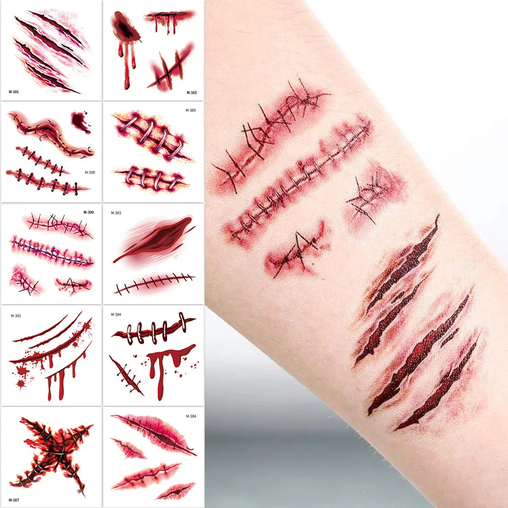 Planche de tatouages de plaies réalistes